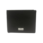 John Richmond Portafoglio Uomo in Pelle Martellata Nera con Targhetta Logo Argento