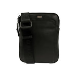 John Richmond Borsello Uomo in Pelle Nero con Targhetta Logo Argento