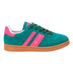 Teddy Smith Sneakers Donna in Camoscio e Pelle Verde con Inserti Fucsia
