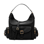 Biasia Borsa a Spalla Donna in Pelle Nera con Tasca Frontale con Cinturino