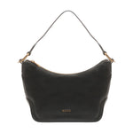 Biasia Borsa a Spalla Donna in Pelle Nera con Anello sul Manico e Tracolla