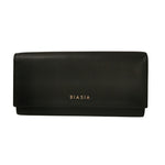 Biasia Portafoglio in Pelle Martellata da Donna Nero con Patta Frontale