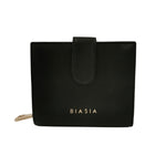 Biasia Portafoglio Piccolo in Pelle da Donna Nero con Apertura Bottone