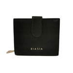 Biasia Portafoglio Piccolo in Pelle da Donna Nero con Apertura Bottone