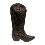 Ikaros Camperos Donna in Pelle Moro con Ricami e Tacco Largo Alto 50mm