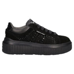 Janet&Janet Sneakers Donna in Camoscio Nero con Strass e Platform
