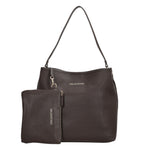 Mario Valentino Borsa a Spalla Brixton Donna in Ecopelle Martellata Moro con Pochette