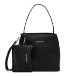 Mario Valentino Borsa a Spalla Brixton Donna in Ecopelle Martellata Nera con Pochette