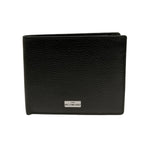 John Richmond Portafoglio Uomo in Pelle Nera Martellata con Targhetta Logo Argento