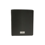 John Richmond Portacarte Uomo in Pelle Martellata Nera con Bottone Magnetico e Targhetta