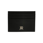 John Richmond Portacarte Uomo in Pelle Nera con Logo in Metallo Argento