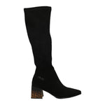 4US Stivale Donna in Camoscio Sintetico Nero con Tacco Maculato Alto 60mm