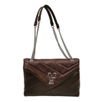 Gaelle Borsa a Tracolla Donna in Ecopelle Mosto con Logo e Catena Argento