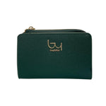 By Byblos Portafoglio Donna in Ecopelle Saffiano Verde Foresta con Bottone e Zip