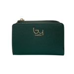 By Byblos Portafoglio Donna in Ecopelle Saffiano Verde Foresta con Bottone e Zip
