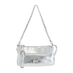 By Byblos Pochette Donna in Ecopelle Laminata Silver con Catena e Tracolla