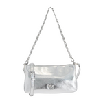 By Byblos Pochette Donna in Ecopelle Laminata Silver con Catena e Tracolla