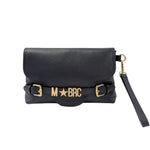 M Brc Pochette Donna Linea Lettering in Pelle Blu con Polsino