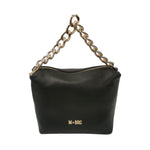M Brc Borsa a Mano Donna in Pelle Nera Linea Jolly con Metalleria Oro