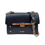 M Brc Borsa a Tracolla Donna Linea Kubica in Pelle Blu con Catena Oro