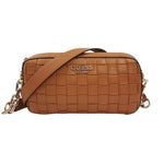 Guess Borsa a Tracolla Donna in Ecopelle Caramello Intrecciata