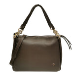 Caleidos Borsa a Spalla Donna in Pelle Marrone con Doppio Manico e Tracolla