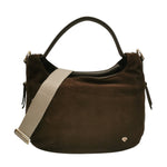 Caleidos Borsa a Spalla Media Donna in Camoscio e Pelle Marrone con Tracolla