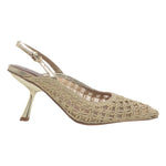 Luciano Barachini Chanelle Donna in Tessuto Intrecciato Platino con Tacco Laminato Alto 90mm