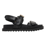Guess Sandalo Donna in Ecopelle Nera con Strappo e Dettaglio Oro