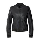 Mauritius Giubbotto Donna in Pelle Nera con Polsini