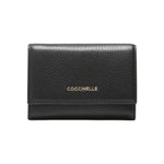 Coccinelle Portafoglio Donna Metallic in Pelle Martellata Nera