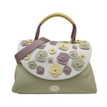 M Brc Borsa a Mano Donna Linea Carla in Pelle Bianco Multi con Tracolla e Fiori
