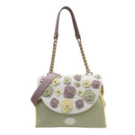 M Brc Borsa a Spalla Donna Linea Carla Bianco Multi e Tracolla e Fiori