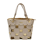 M Brc Borsa a Spalla Piccola Donna Linea Square in Pelle Avorio con Pochette