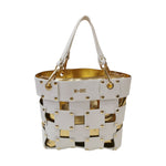 M Brc Borsa a Spalla Piccola Donna Linea Square in Pelle Bianca con Pochette