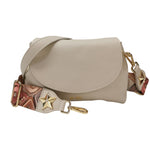 M Brc Tracolla Donna Media Linea Obona in Pelle Martellata Avorio