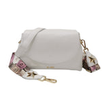 M Brc Tracolla Donna Media Linea Obona in Pelle Martellata Bianca