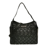 Mario Valentino Borsa a Spalla Donna in Ecopelle Nera con Intreccio