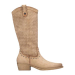 Refresh Stivale Camperos Donna in Camoscio Traforato Beige con Tacco Alto 40mm