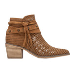 Refresh Camperos Donna in Camoscio Traforato Cammello con Laccetto e Tacco Largo Alto 60mm