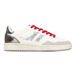 Teddy Smith Sneakers Donna Bianca con Strass Argento e Lacci Rossi