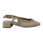 Carmela Chanelle Donna in Pelle Intrecciata Ghiaccio con Tacco Largo Alto 35mm