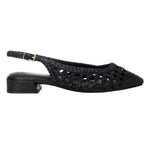 Carmela Chanelle Donna in Pelle Nera Intrecciata con Tacco Largo Alto 30mm