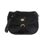 The Bridge Tracolla Donna in Pelle Nera con Logo Oro