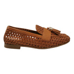 Frau Mocassino Donna in Pelle Intrecciata Traforata Cognac