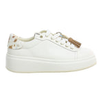 Gio+ Sneakers Platform Donna in Pelle Latte con Charm Gioiello Removibili
