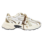 Gio+ Sneakers Donna in Pelle e Tessuto Bianco Oro con Charm