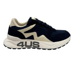 4Us Sneakers Uomo in Camoscio e Tessuto Blu Bianco