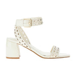 Guess Sandalo Donna Crema Logo Gastine con Tacco Largo Alto 75mm