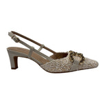 Frau Chanelle Donna in Tessuto e Pelle Oro Beige con Tacco Alto 65mm